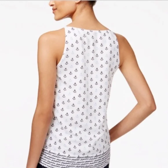 Maison Jules Anchor-Print Layered-Hem Top - Picture 3 of 6